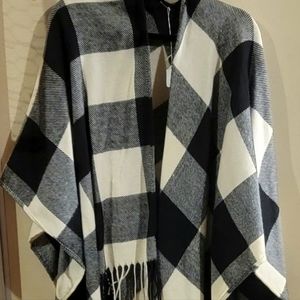 Buffalo Check Tassel Ruana